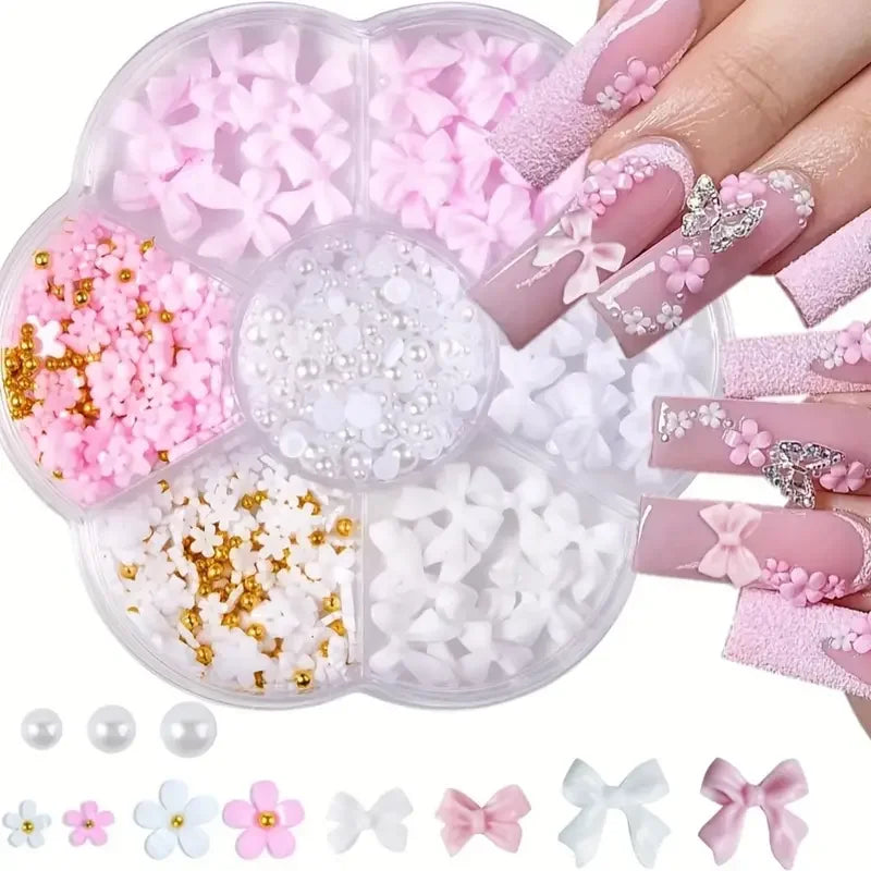 500PCS 3D Nail Art Decoration Kit with Colorful Resin Bows - Smarsty