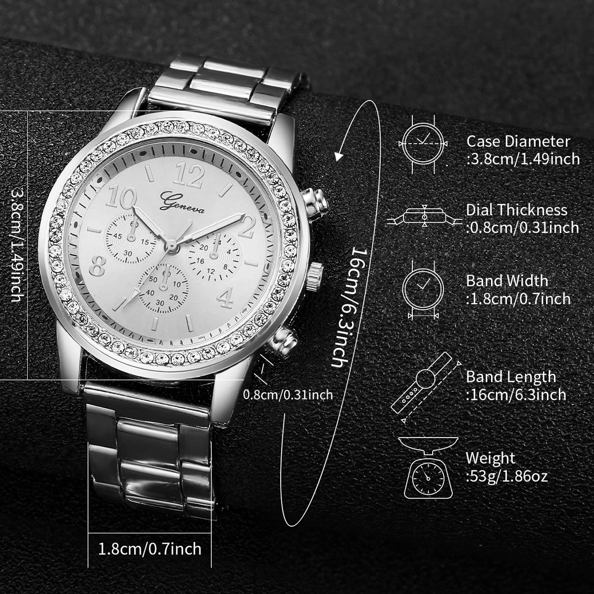 Luxury Rhinestone Women Watches Set with Steel Band - Smarsty