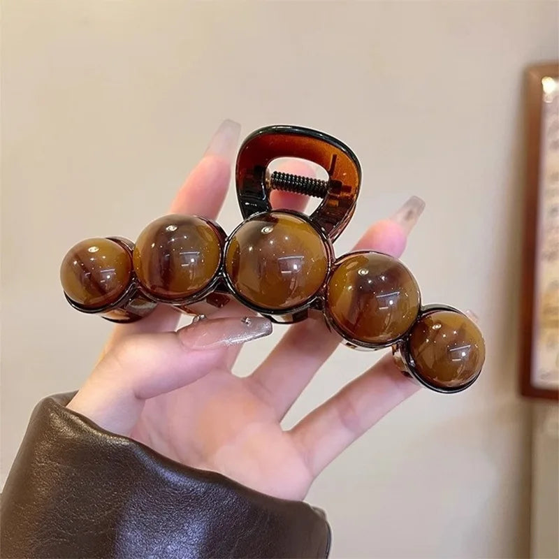 Retro Gradient Beaded Hair Claw 11cm Secure Hold For Women - Smarsty