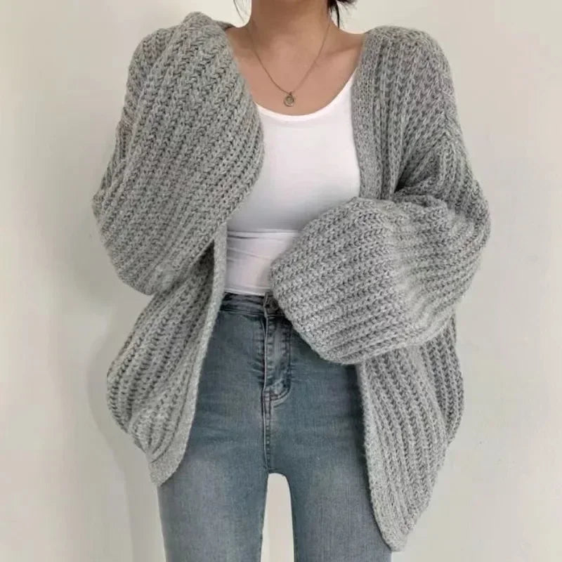 New 2024 Chic Korean Fashion Short Cardigans Knitted Poncho Women Summer Elegant Vintage Minimalist Lady Tops - Smarsty