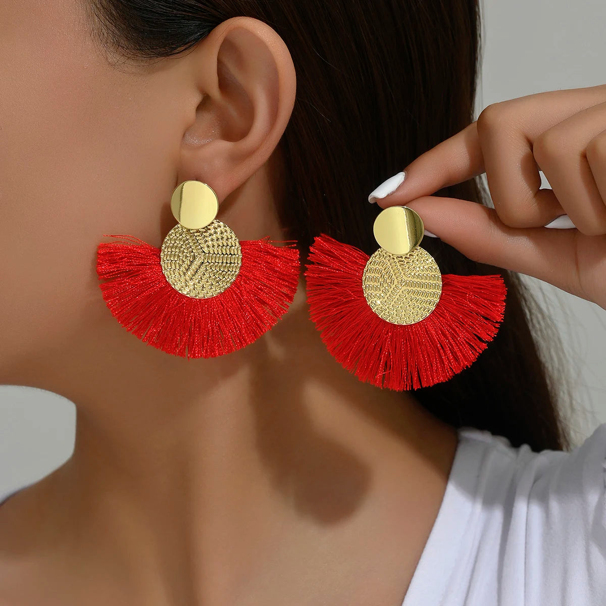 Bohemian Big Tassel Drop Earrings for Stylish Wedding Look - Smarsty