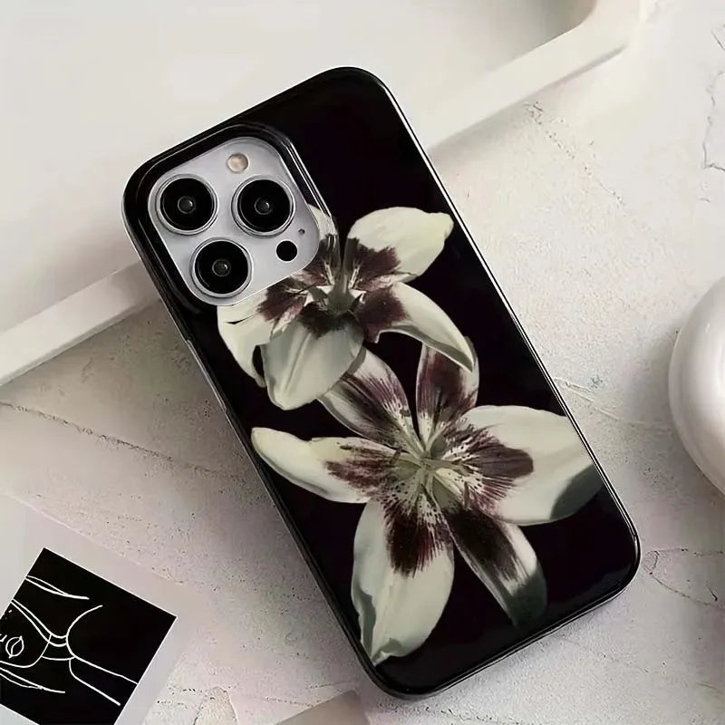 Orchid Print Shockproof Phone Case for iPhone 7 to 16 - Smarsty