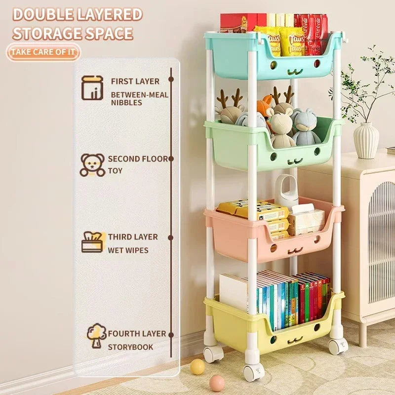 Storage Trolley Bookshelf Snack Rack For Children Storage Organizer Bathroom Accessories Closet Organizer Toy Kitchen Storage by Smarsty