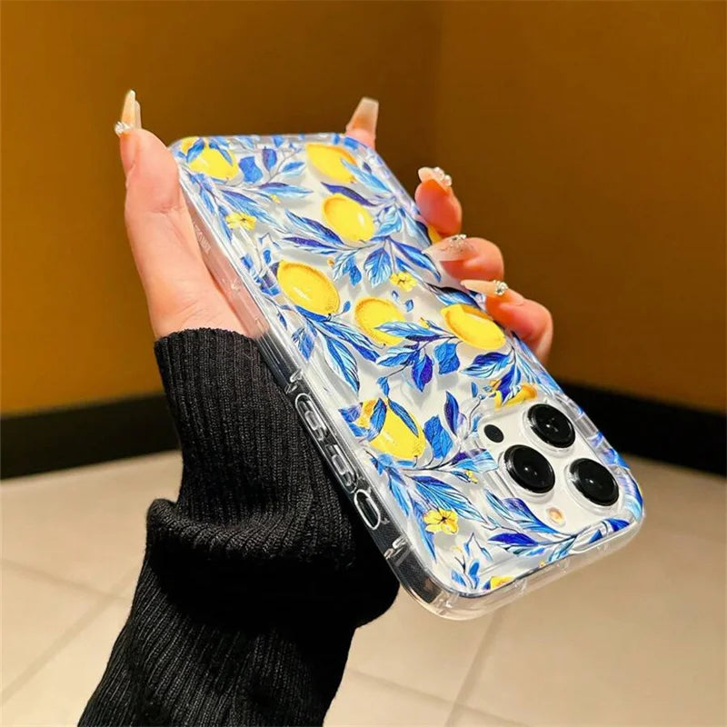 Summer Fresh Fruit Lemon Print TPU Phone Case for IPhone 16 17 15 14 13 12 11 Pro Max 16 Plus 17 Air Cushion Shockproof Cover by Smarsty