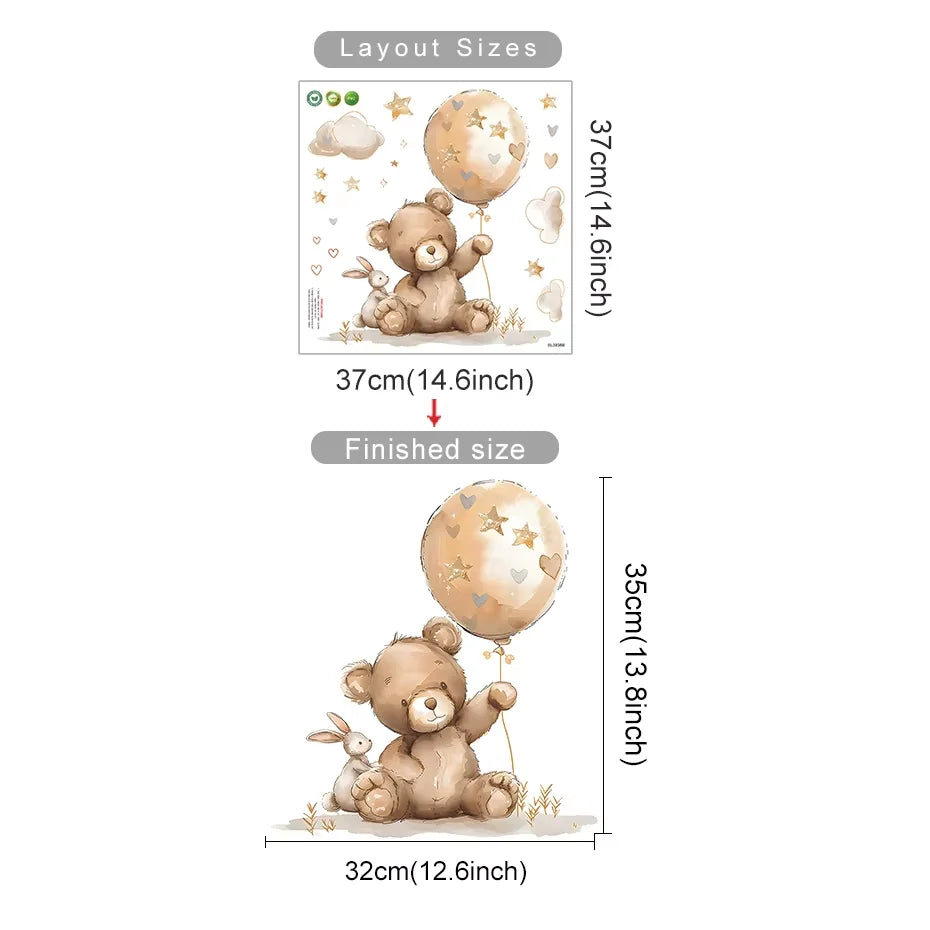 Cartoon Hot Air Balloon Animal Wall Stickers for Nursery - Smarsty