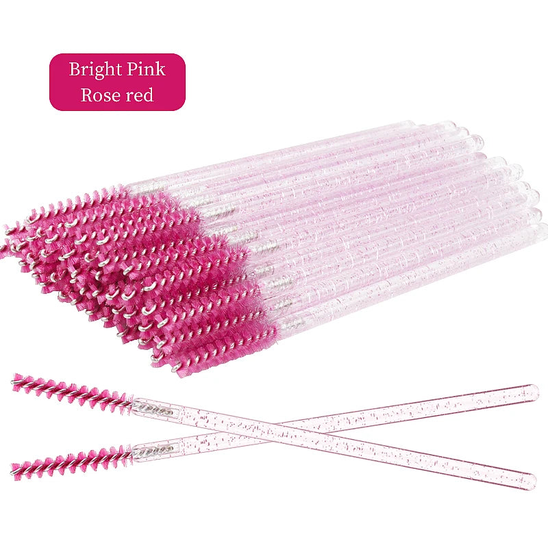 50 Pcs Disposable Eyelash Brushes with Diamond Handles - Smarsty