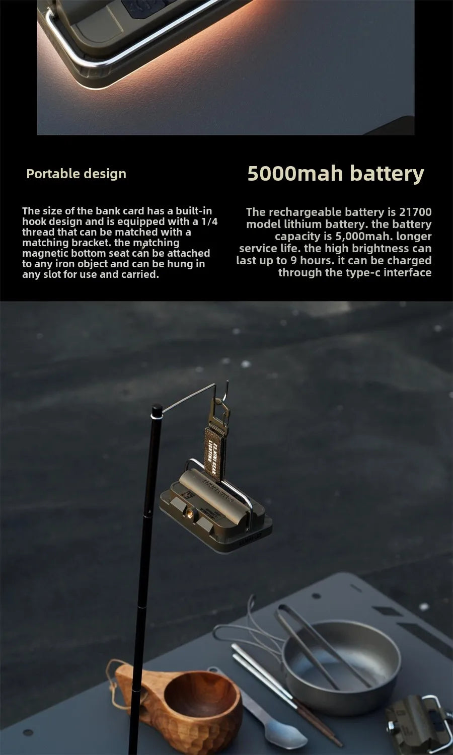 5000Mah LED Camping Tent Light Rechargeable Outdoor Emergency Lighting Waterproof Portable Hanging Night Lamps Camping Lighting by Smarsty