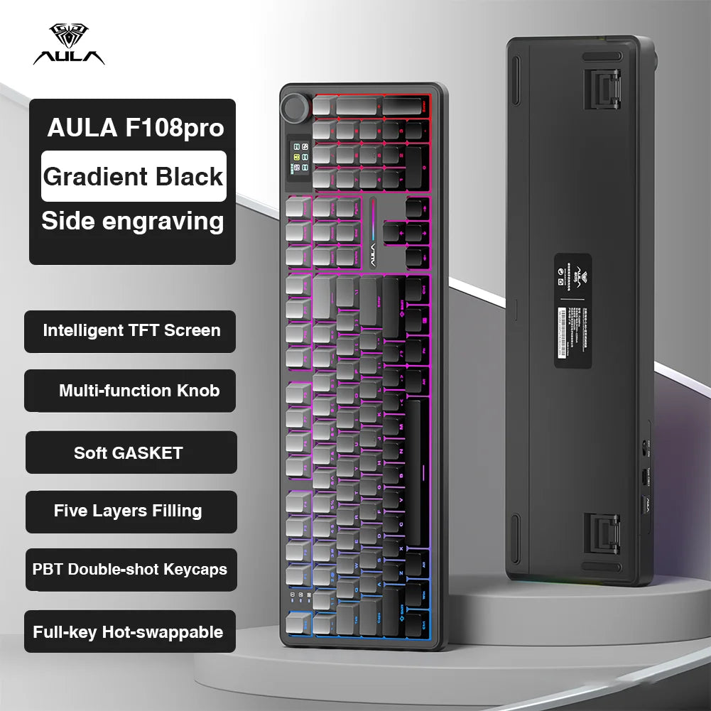 Wireless Gaming Keyboard With Macro Keys And TFT Display