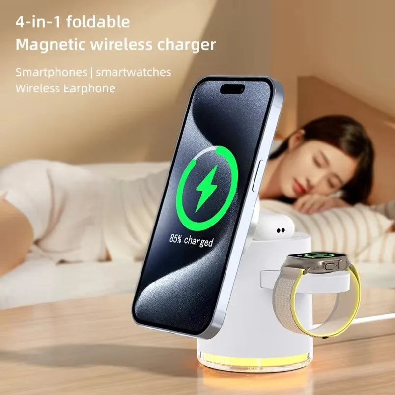 Qi2 3 In 1 Wireless Charger Station With Night Lamp - Smarsty