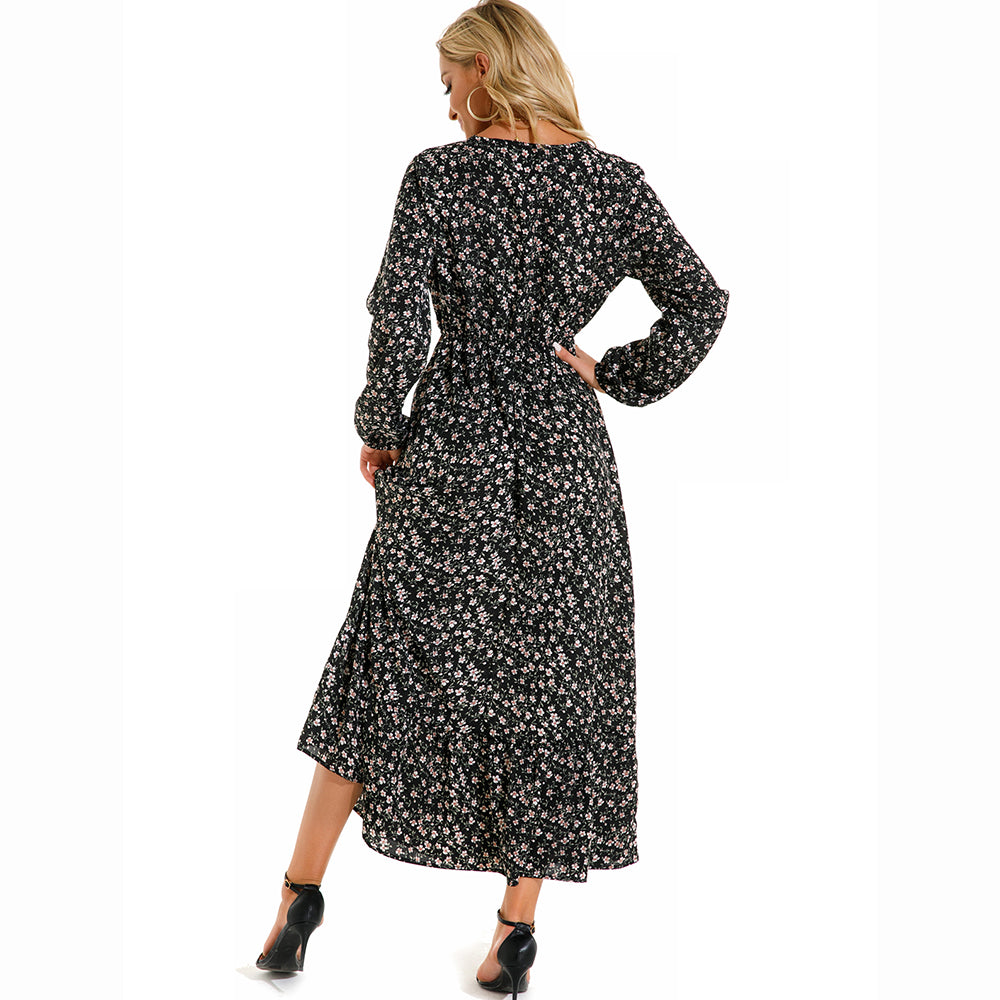 2023 Sping Summer Bohemian Women Maxi Dress Casual Long Sleeve High Waist Beach Woman Chiffon Dresses Floral Vestidoes Mujer New - Smarsty