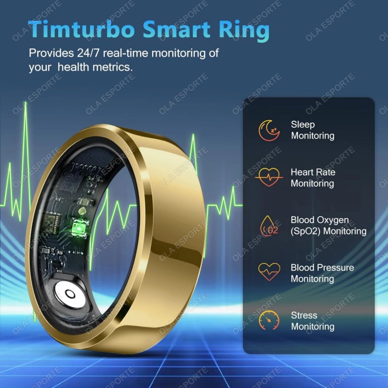 2025 Smart Ring Blood Pressure Heart Rate Sleep Monitoring Smartring IP68 & 5ATM Waterproof Multi-sport Mode Smartring Man Women - Smarsty
