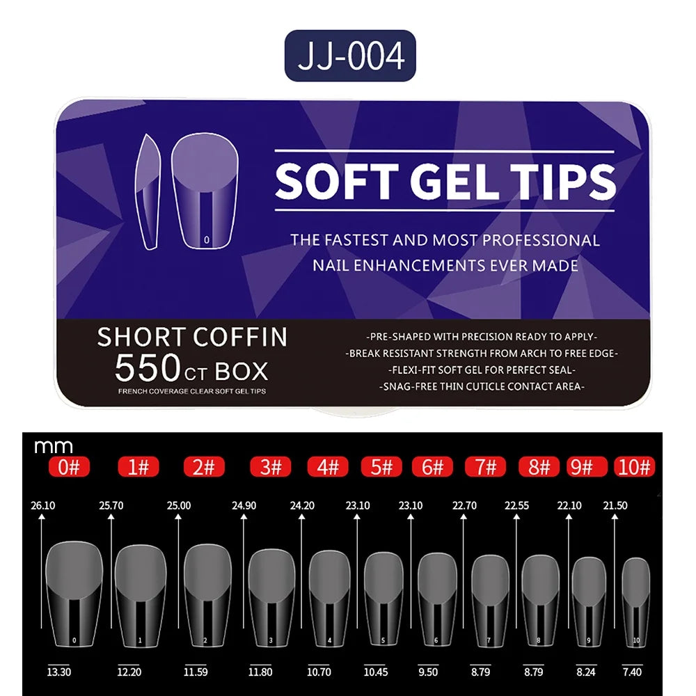 550pcs Matte Almond Coffin Nail Tips for DIY Manicure - Smarsty