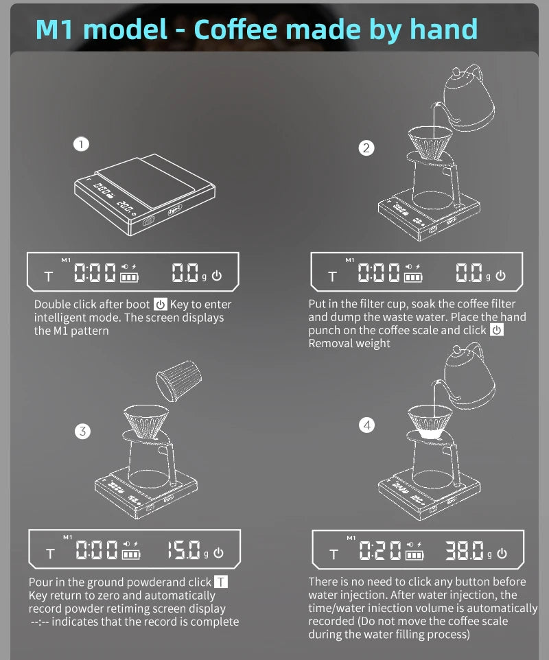 AliKisscafe Coffee Scale Digital Weight Electronic Kitchen Measuring Scales 0.1g High Precision Espresso Accessory Barista Tool