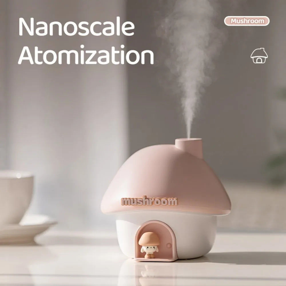 Cartoon Air Humidifier 300ml Mini Essential Oil Aroma Diffusers Colorful Lighting Cute Mushroom House Home Ultrasonic Humidifier - Smarsty