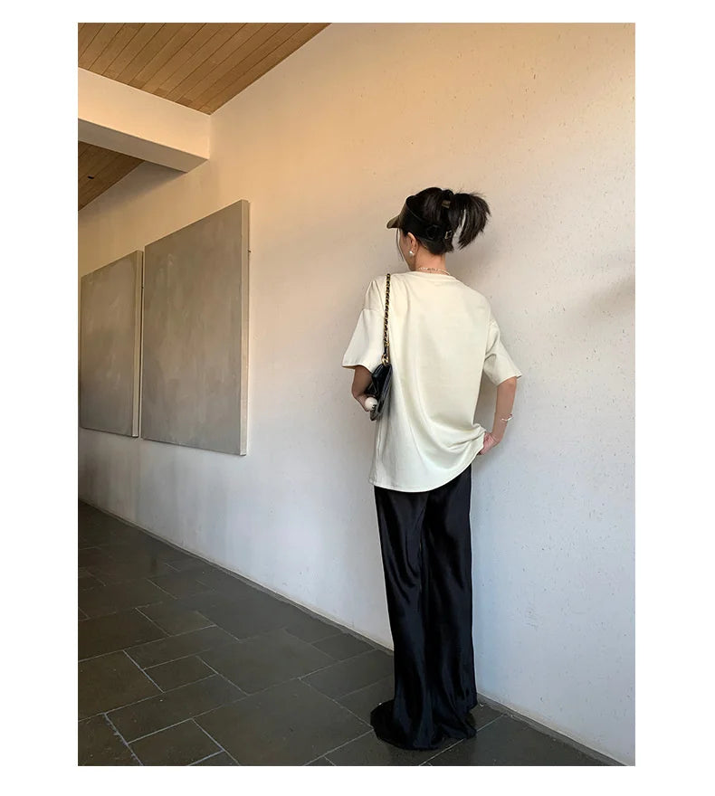 Satin Wide Leg Pants Long Floor Casual Pants Women's Summer - Smarsty