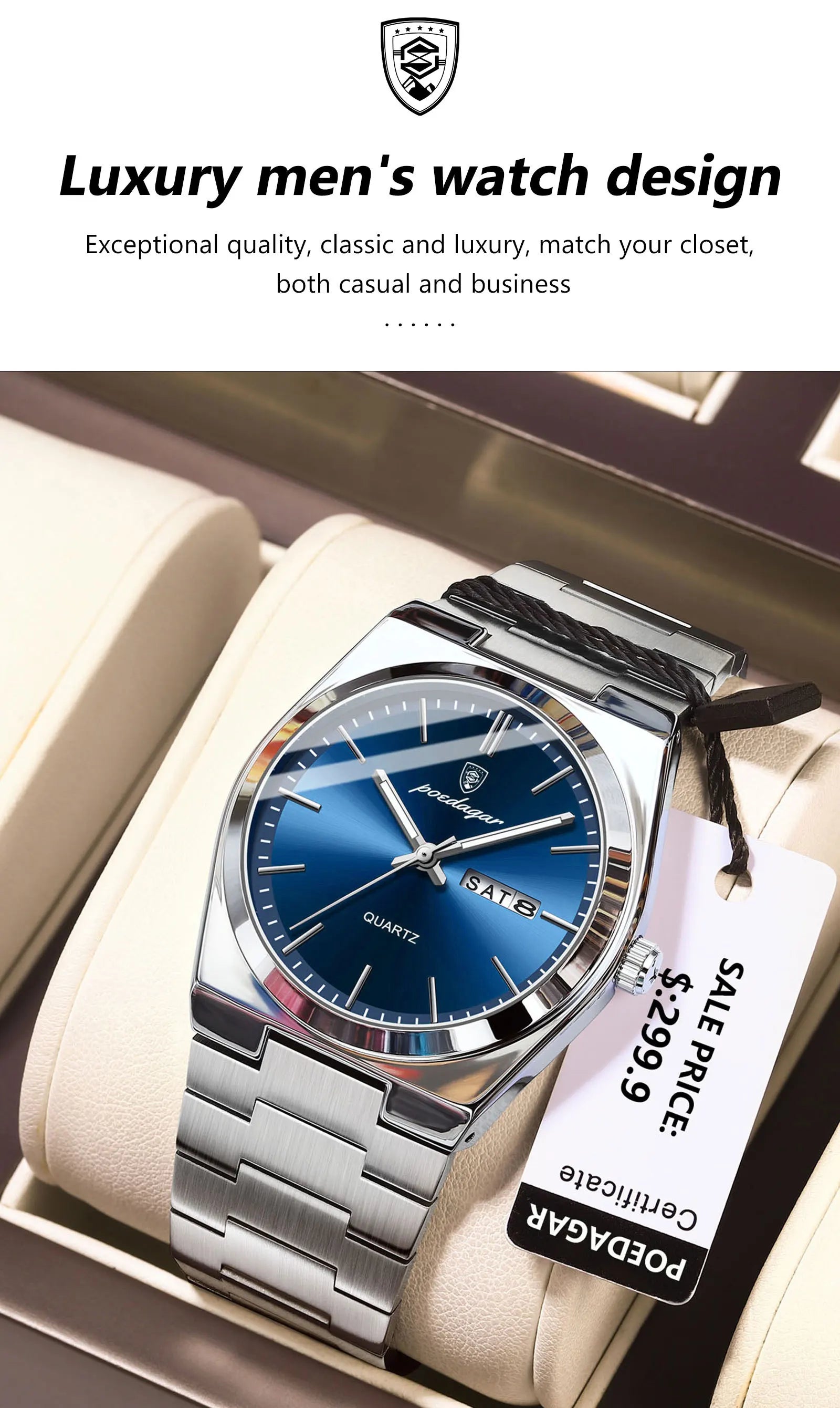 POEDAGAR Waterproof Luminous Men's Quartz Watch - Smarsty