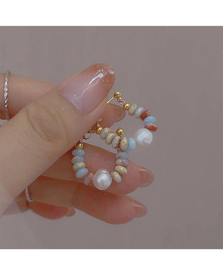 Pearl Pendant Earrings Beaded Natural Stone For Women - Smarsty