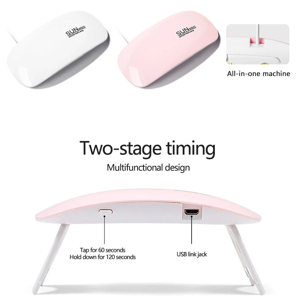 Foldable 6W UV LED Nail Lamp for Quick Drying - Smarsty