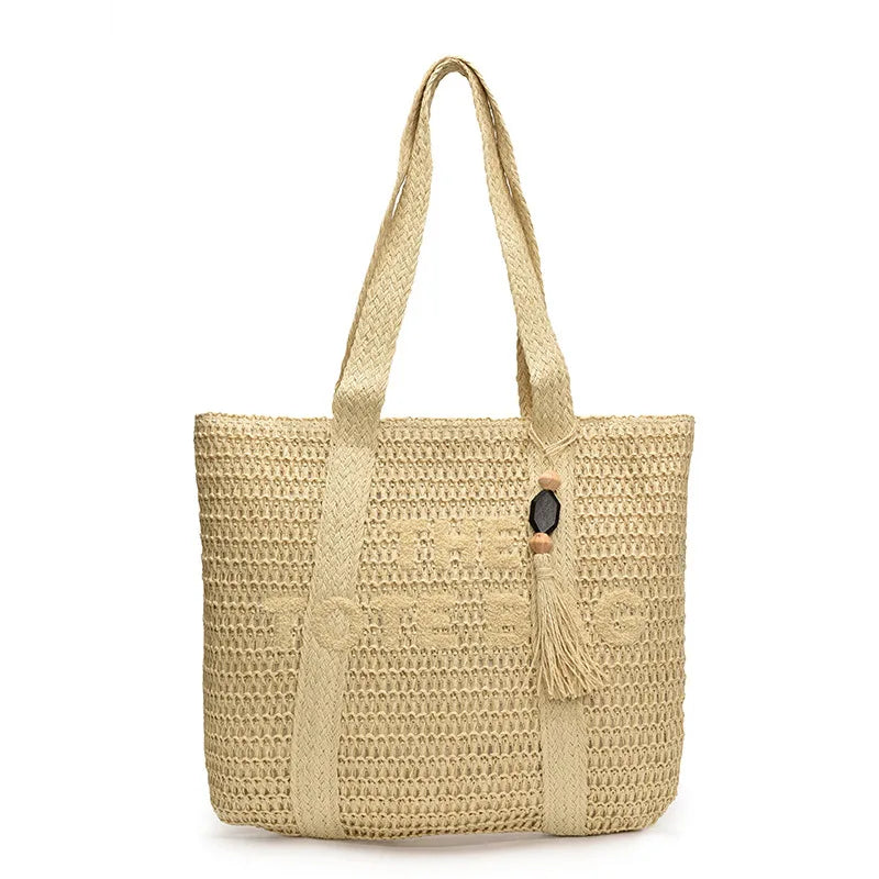 French Style Large Capacity Woven Straw Tote Bag For Women - Smarsty