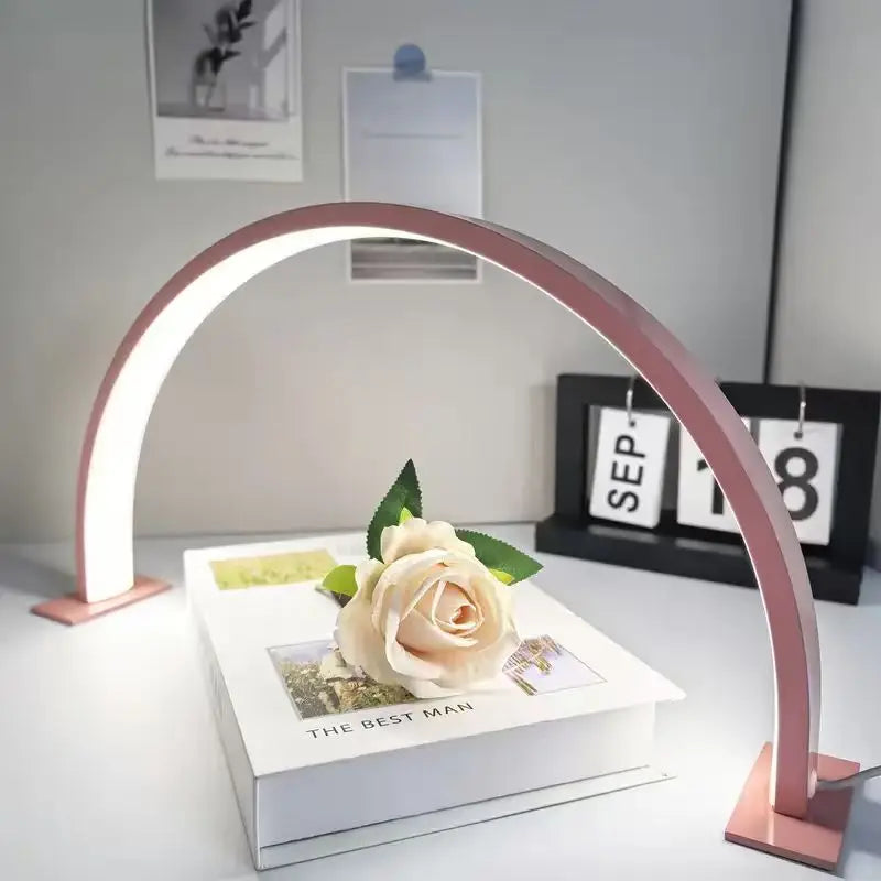 New Moon Nail Work Lamp - Beauty Work Desk Lamp, Three-color USB Power Supply - Black/White/Pink, Suitable for Nail Art, Eyelash - Smarsty