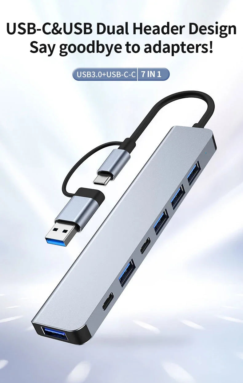 Premium USB C Hub 7 In 1 Multiport Adapter MacBookPro