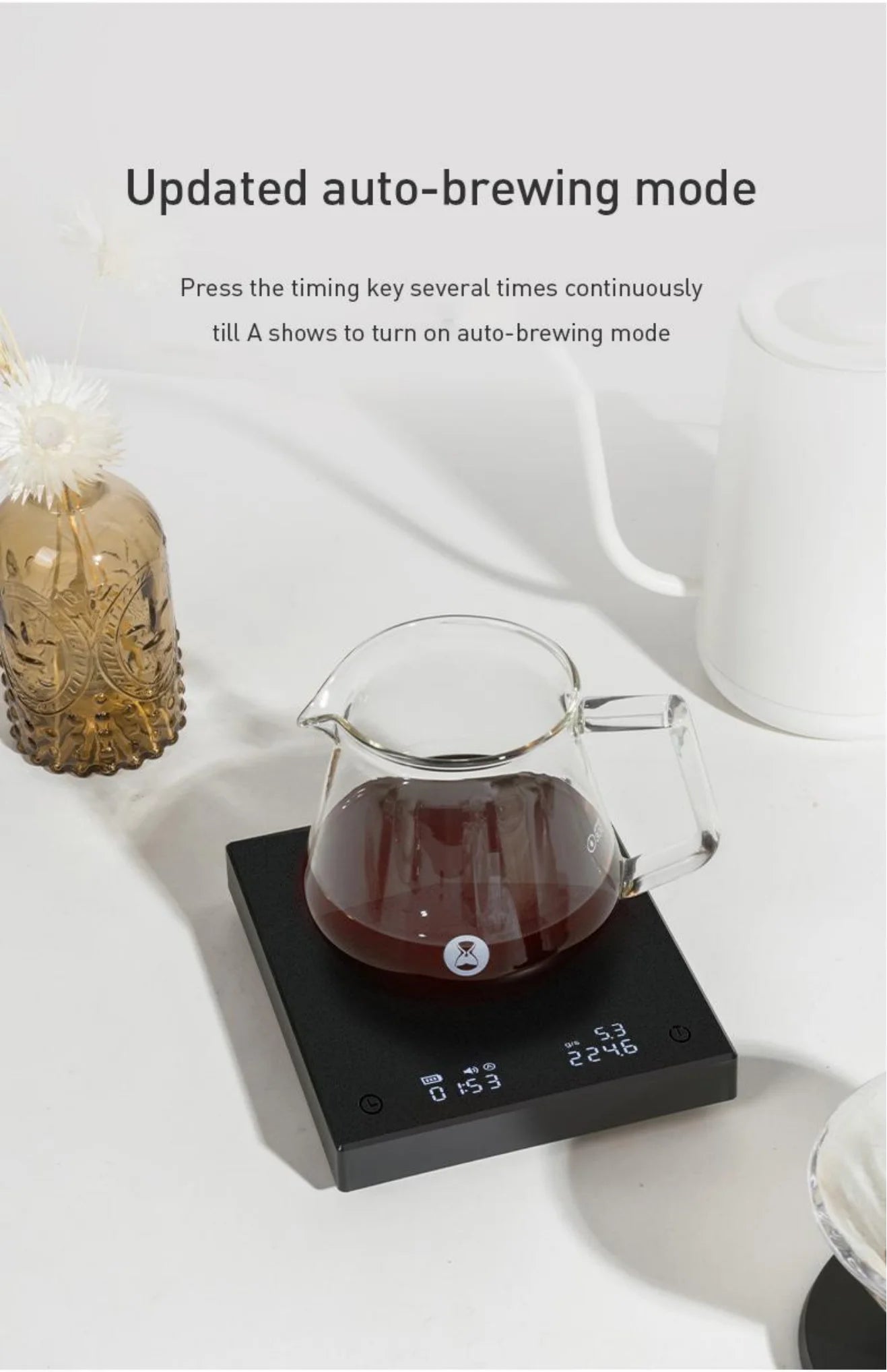 Timemore Black Mirror Digital Coffee Scale with LED Display - Smarsty