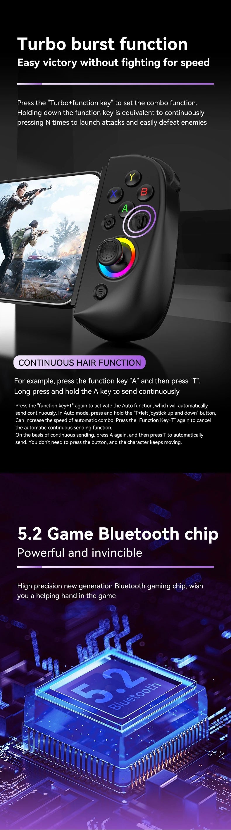Wireless Bluetooth Game Controller for PS4 Switch Mobile - Smarsty