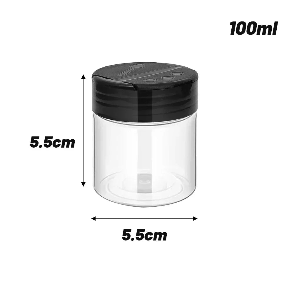 1/12x Plastic Spice Jars with Shaker Lids Transparent Safety Plastic Bottles for Home Kitchen Storing Spices Seasoning Powders by Smarsty