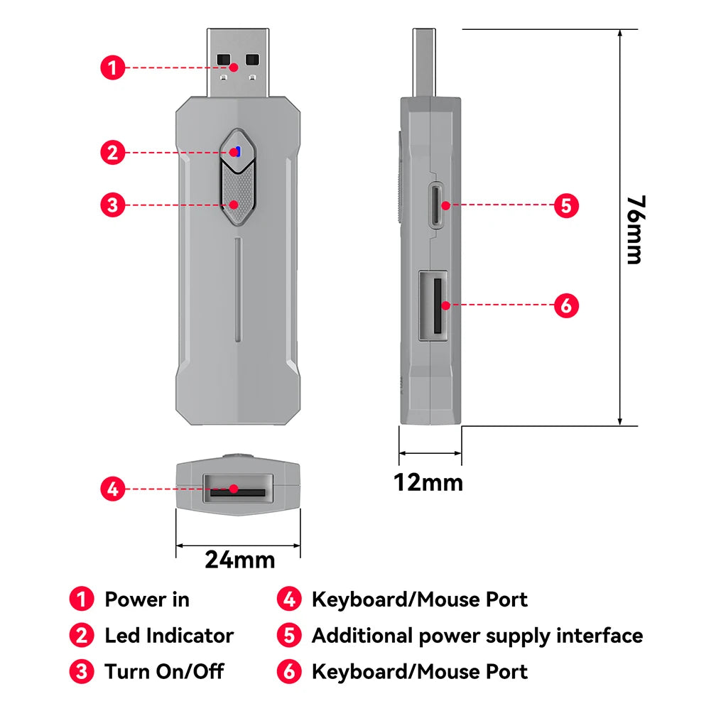 5 in 1 Mobile Game Converter Keyboard Mouse Gaming Set for PUBG Wired RGB Backlit Keyboard with Wrist Rest for Gamer Accessories