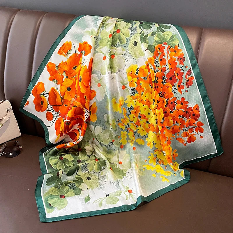 Satin Silk Square Scarf for Women Sun Protection - Smarsty