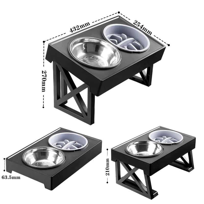 Adjustable Height Elevated Dog Feeding Bowl Stand - Smarsty