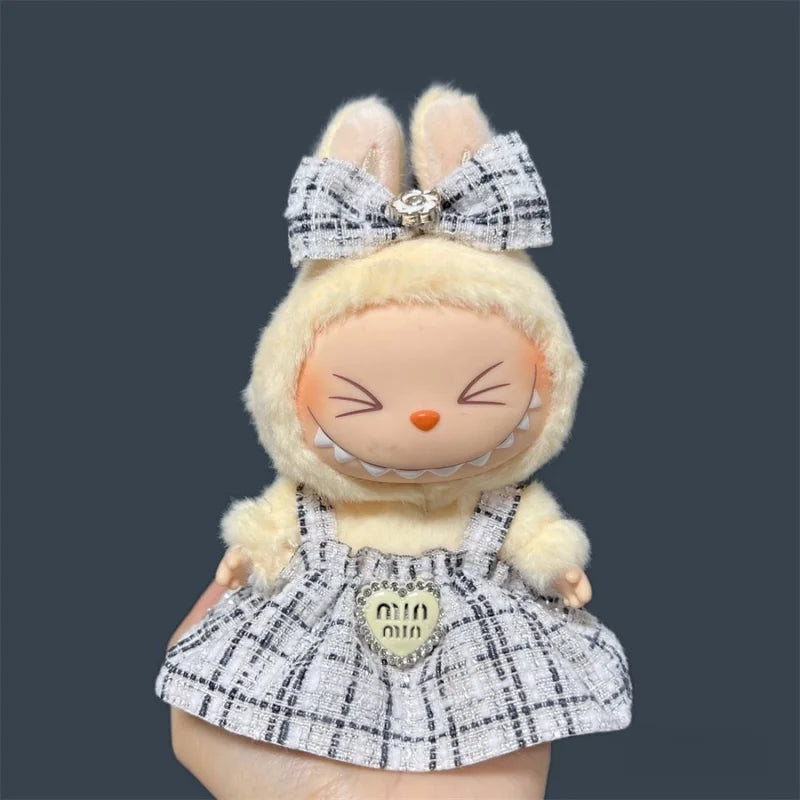 For 17cm Labubu Plush Doll Skirt- Adorable Skirt Set for DIY Clothes Accessories Gift by Smarsty