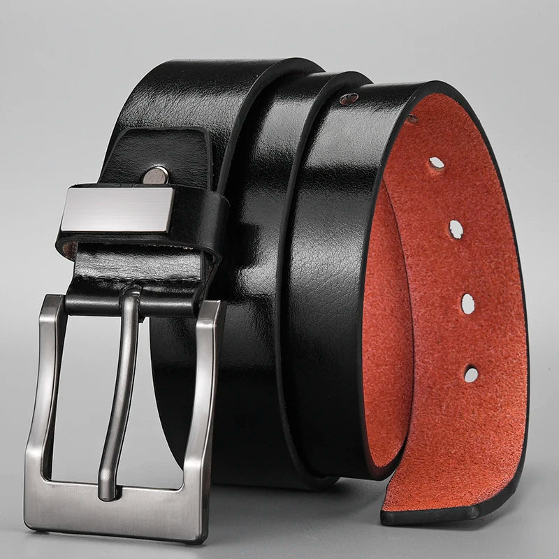 Men's Cow Leather Belt Classic Vintage Pin Buckle - Smarsty