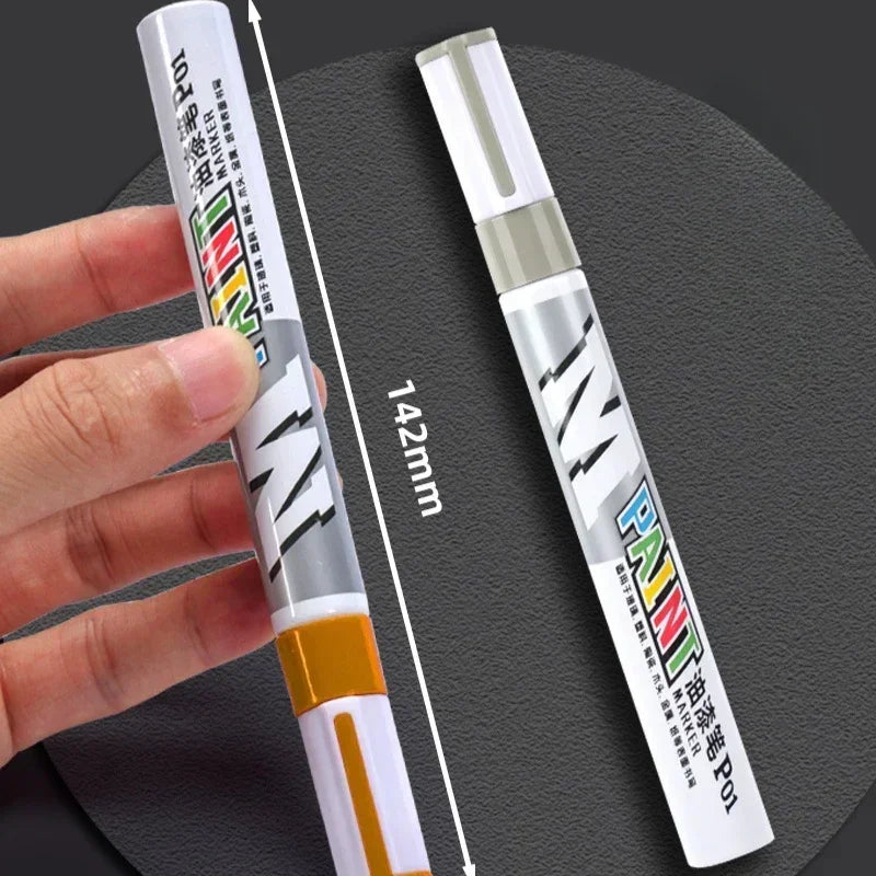 Car paint scratches repair brush pen waterproof water paint marker pen car tire tread care automotive black white red silver - Smarsty