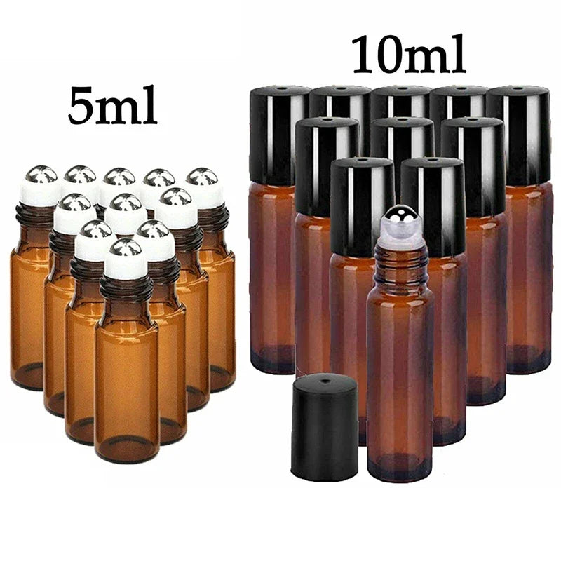 10 Pack Amber Glass Roll On Bottles for Essential Oils - Smarsty