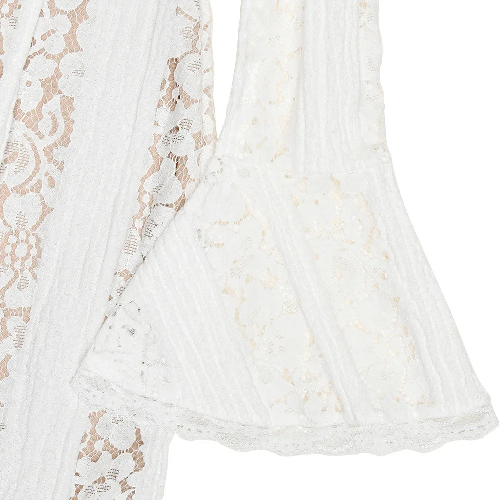 Suninheart White Off The Shoulder Autumn Bodycon Dress 2025 Long Sleeve Elegant Lace Maxi Dress Wedding Guest Dress for Women