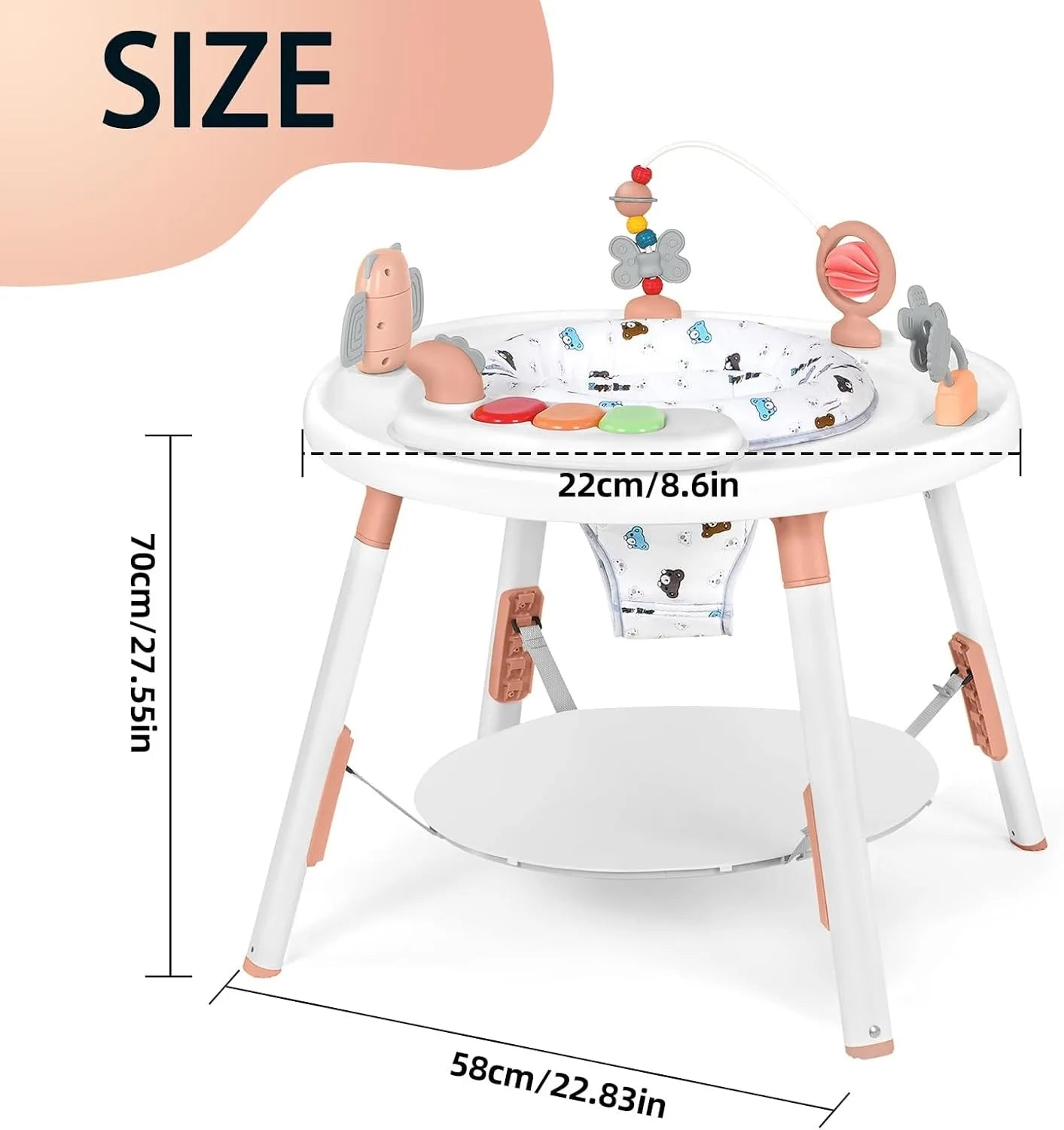 Baby activity center, 3-in-1 with detachable toys and 360 degree rotating seat, ideal for toddler development and entertainment