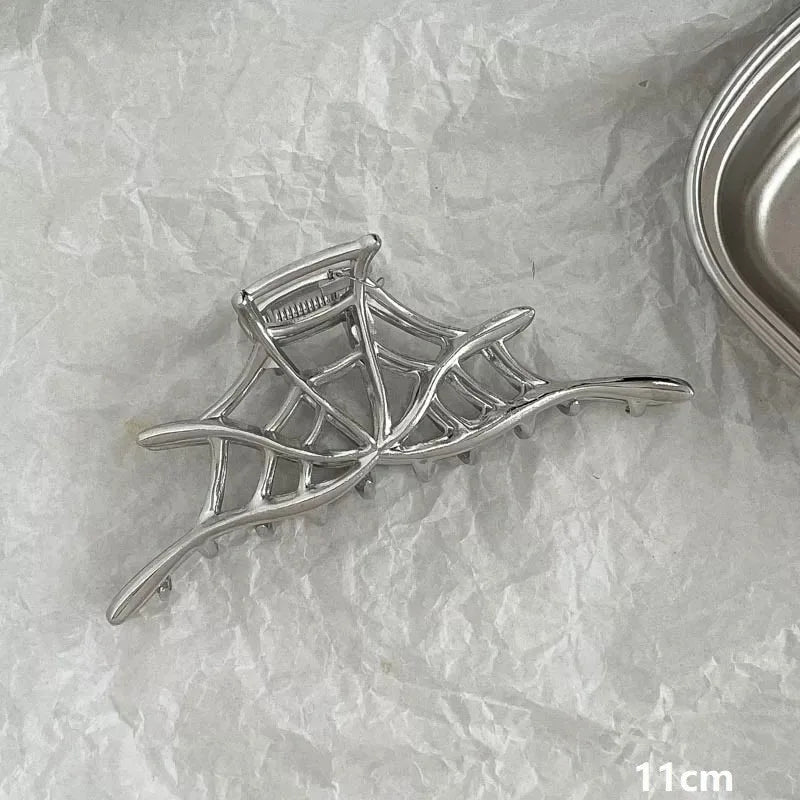 Large Silver Heart Hair Claw Clip Elegant Secure Hold - Smarsty