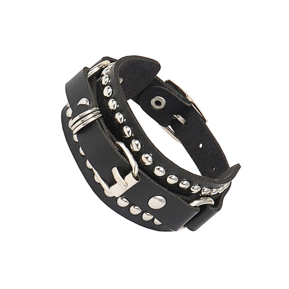 Punk Dark PU Chain Bracelet Multi Layered Fashion Jewelry - Smarsty
