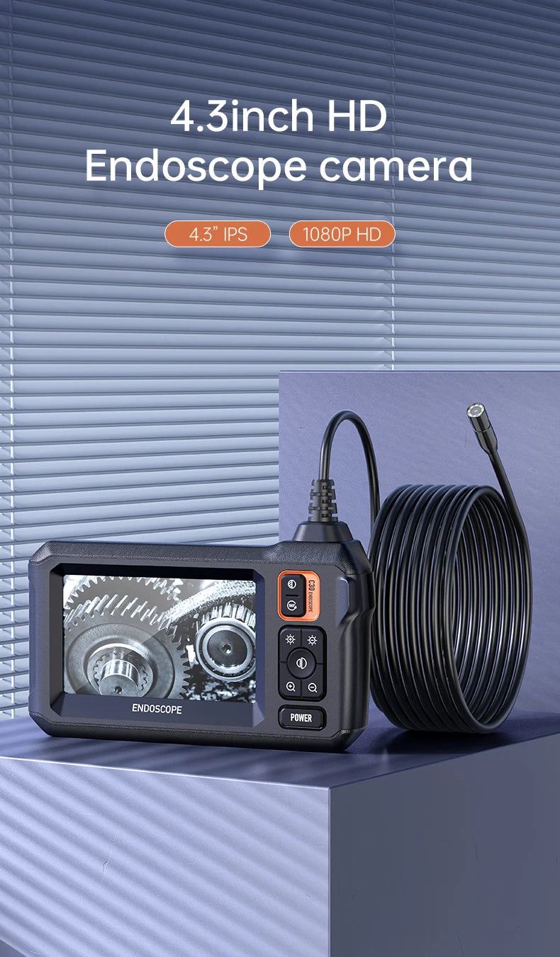 Industrial Endoscope Camera 8mm HD1080P 4.3inch IPS Screen 1080P Pipe Inspection Camera for Car Repair IP67 Waterproof 8 LEDS - Smarsty