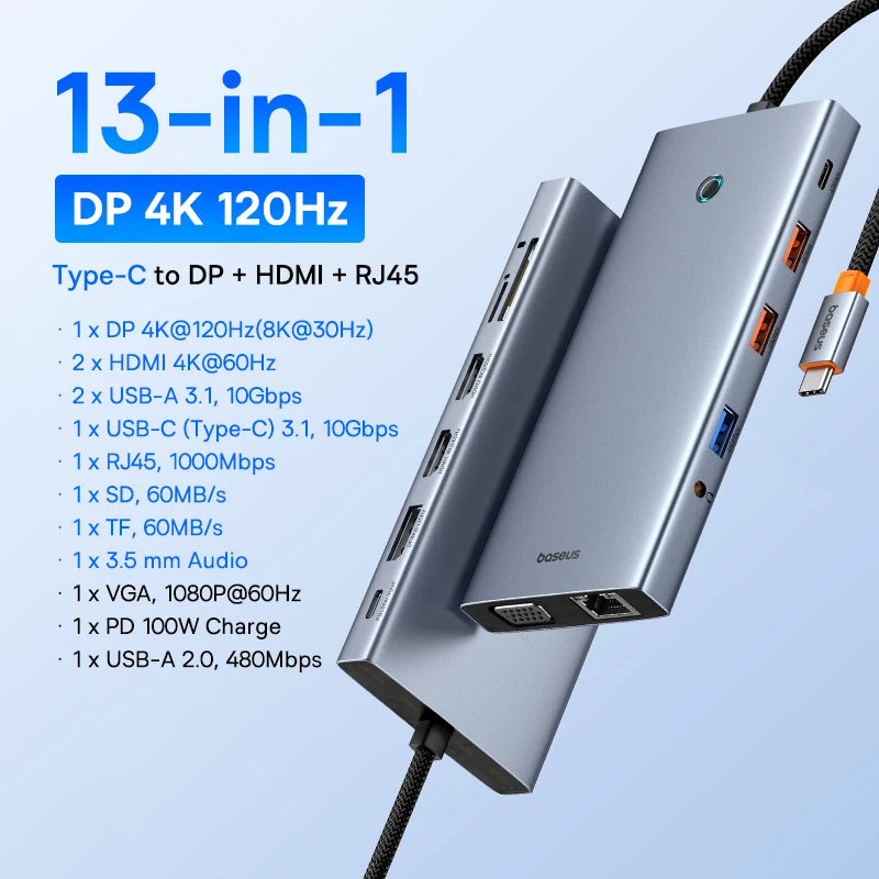 USB-C Hub 4K Ultra HDMI Multiport RJ45 VGA PD 100W