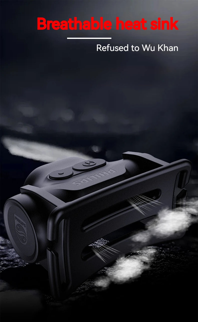 PHILIPS LED Headlamp Sensor Head Flashlight Ten Types of Lighting Type-C Rechargeable Headlight Outdoor Camping Fishing Lantern by Smarsty