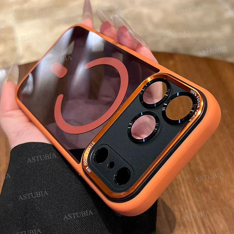 Luxury Magnetic Metal Lens Bumper Protection Case For iPhone 17 Air 16 15 Pro Max Plus Magsafe Acrylic Clear Cover by Smarsty