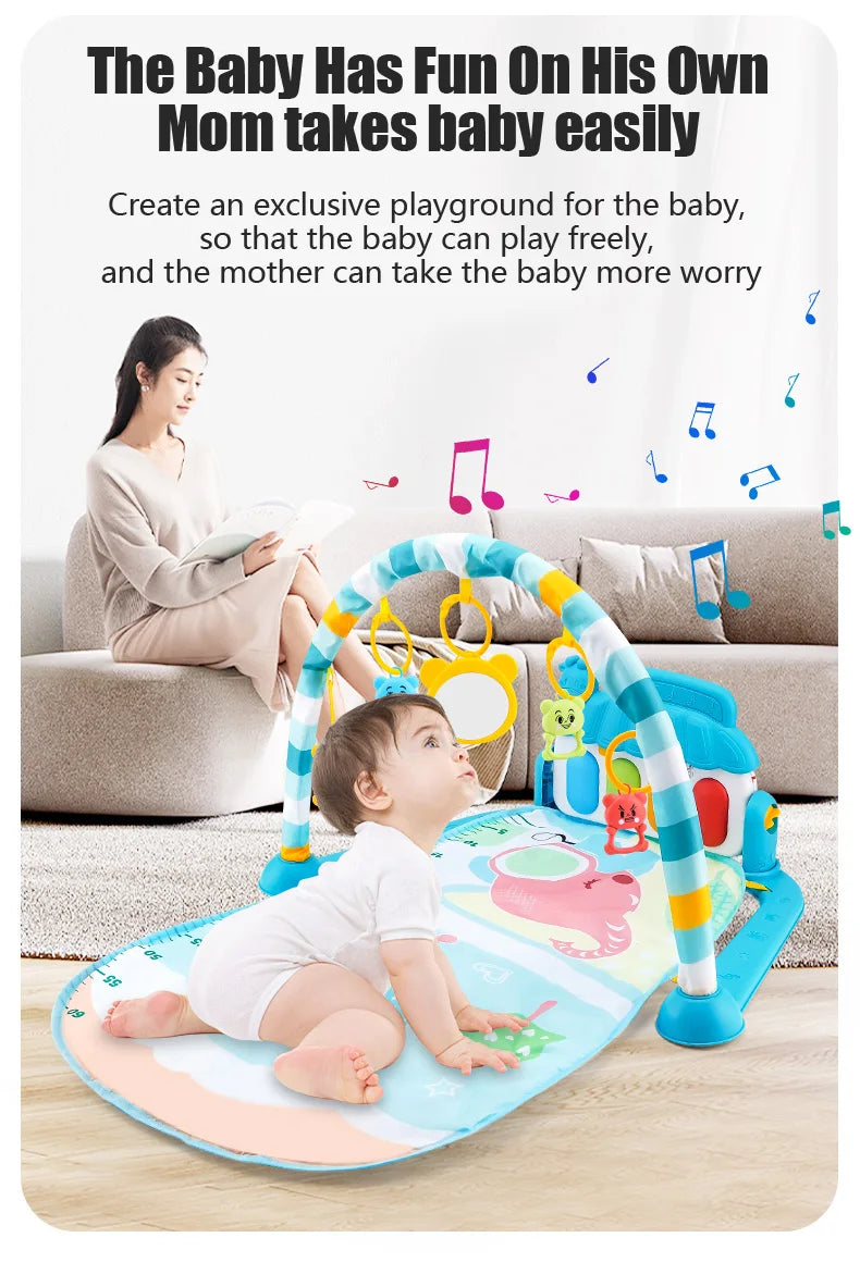 Baby Fitness Stand Music Play Gym Activity Toys Newborn Piano Crawling Blanket Pedal Game Pad Early Education 0-36 Months Gifts by Smarsty