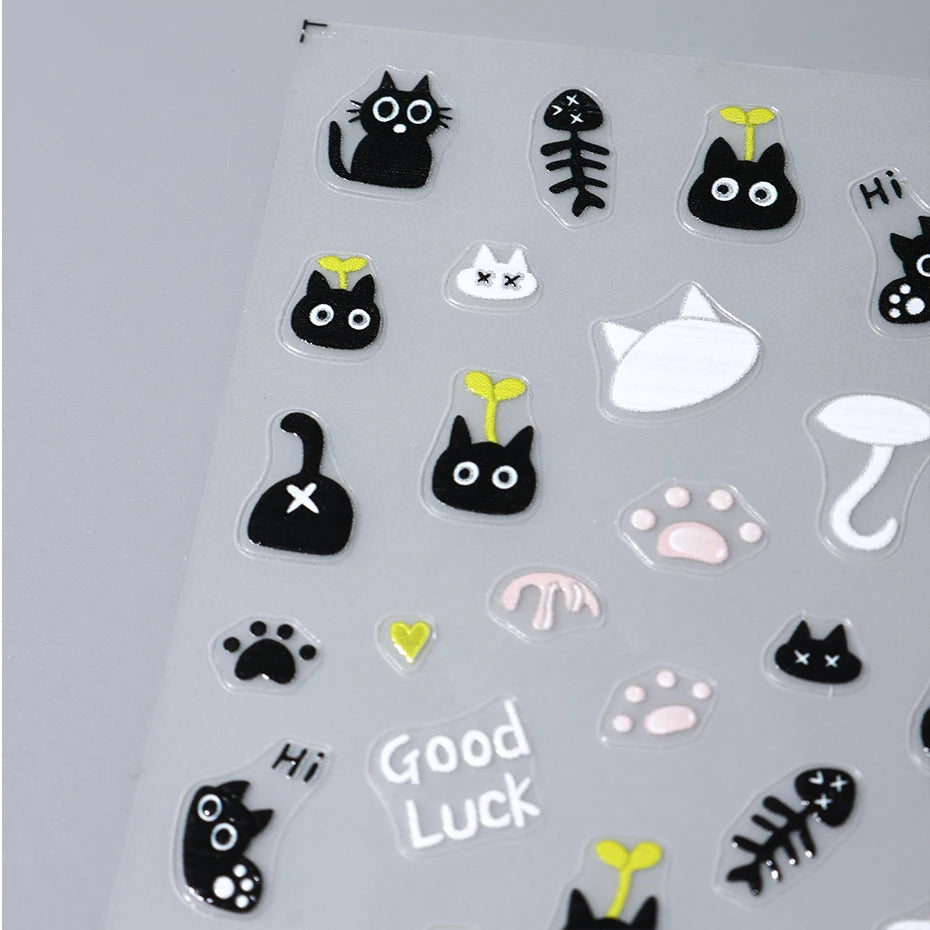 Cute Black Cat Nail Stickers for Fun Manicure Decor - Smarsty