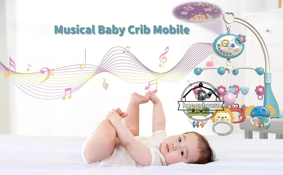 Musical Baby Crib Mobile with Lights Music Projection for Infants 0-6 Months Remote Control Crib Toys for Newborn Baby Mobile by Smarsty