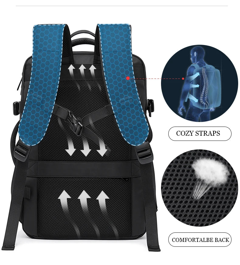 BANGE Travel Backpack Men Business Backpack School Expandable USB Bag Large Capacity 17.3 Laptop Waterproof Fashion Backpack - Smarsty