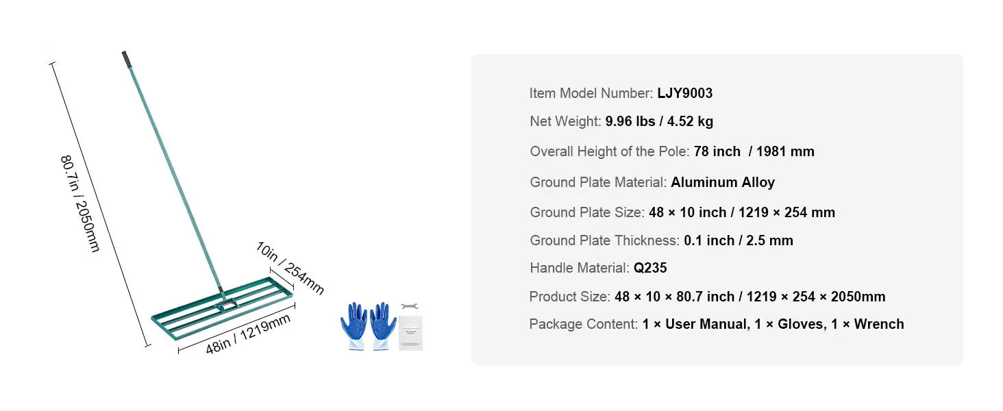 SucceBuy Lawn Leveling Rake 10x36/10x30/10x48inches Heavy-duty Lawn Leveler With Steel Extended Handle For Garden Golf Lawn Farm