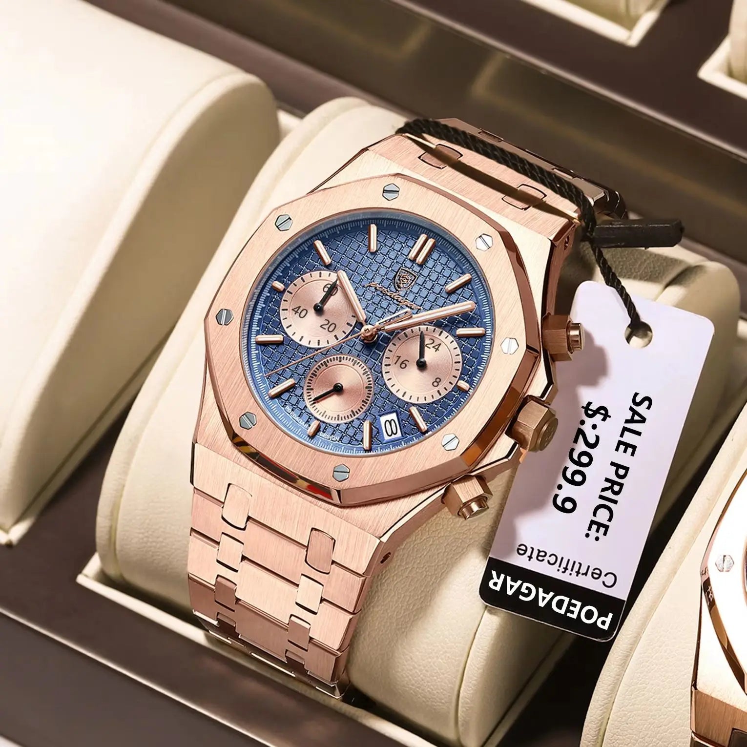 Luxury Men's Chronograph Watch with Waterproof Feature - Smarsty