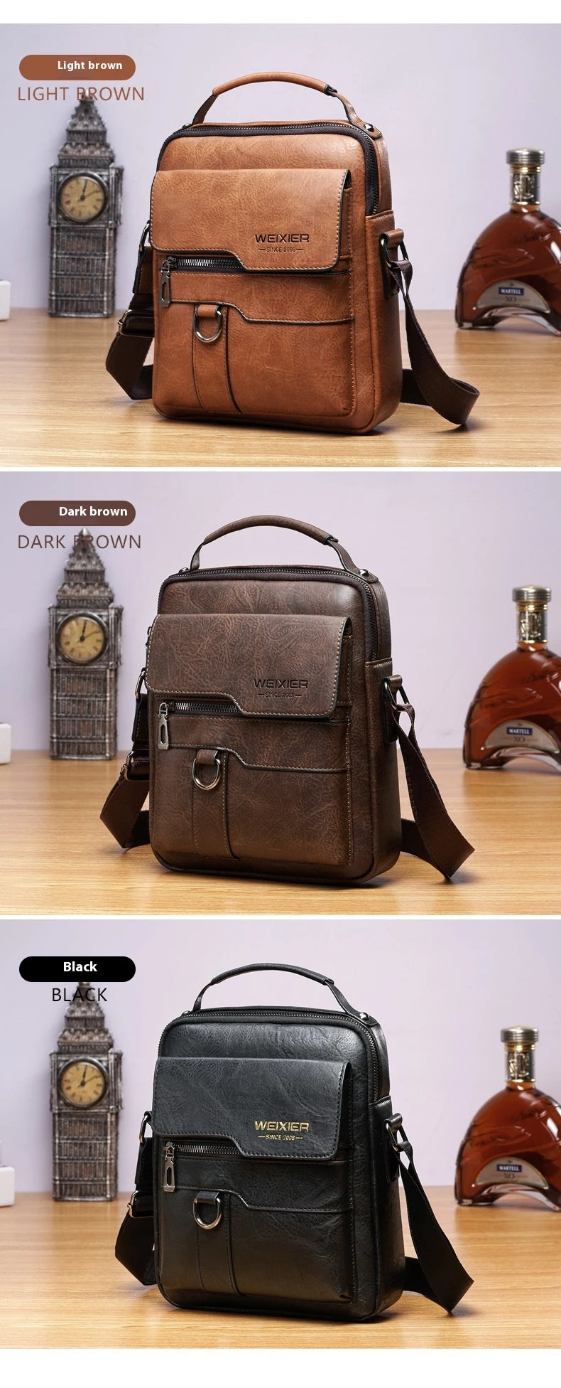 Mens PU Leather Shoulder Bag Crossbody for Travel Everyday - Smarsty
